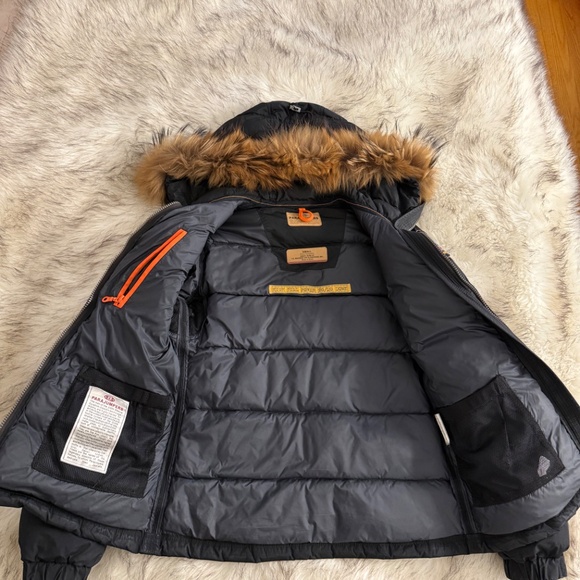 Parajumpers PJS Parka Puffer with fur Coat Jacket Black Woman - Picture 5 of 6
